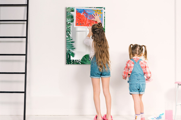 Memobord van glas met print inclusief neodymium magneten Groen bord voor het presenteren van foto's