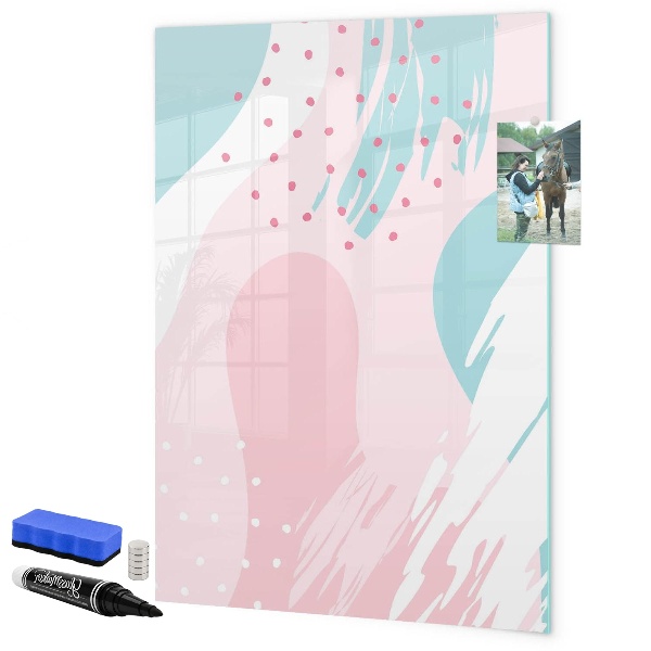 Decoratief glazen wandbord beschrijfbaar en magnetisch Een kleurrijk prikbord voor foto's en notities