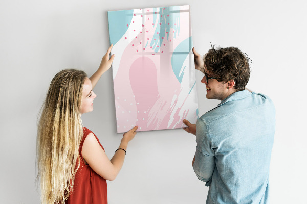 Decoratief glazen wandbord beschrijfbaar en magnetisch Een kleurrijk prikbord voor foto's en notities