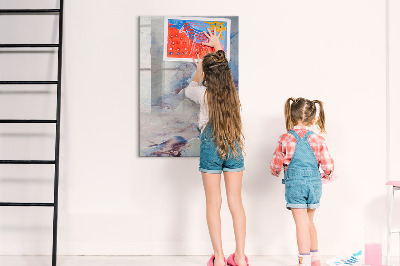 Decoratief glazen wandbord beschrijfbaar en magnetisch Een creatieve ruimte voor herinneringen en notities