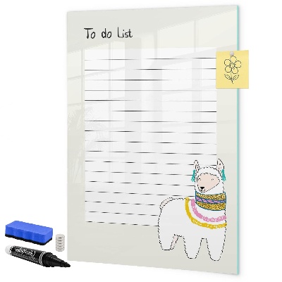 Memobord van glas met print inclusief neodymium magneten Een takenlijst met een schattig thema