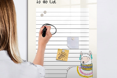 Memobord van glas met print inclusief neodymium magneten Een takenlijst met een schattig thema
