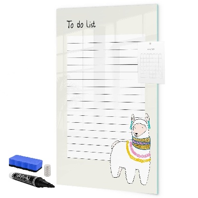 Memobord van glas met print inclusief neodymium magneten Een takenlijst met een schattig thema