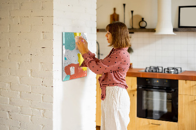 Decoratief glazen wandbord beschrijfbaar en magnetisch Kleurrijk prikbord voor foto's en notities