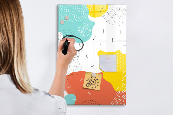Decoratief glazen wandbord beschrijfbaar en magnetisch Kleurrijk prikbord voor foto's en notities