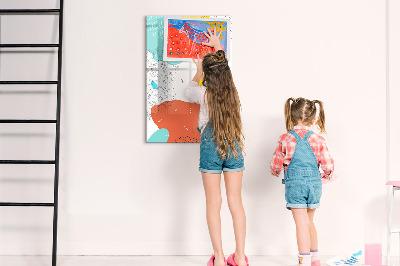 Decoratief glazen wandbord beschrijfbaar en magnetisch Kleurrijk prikbord voor foto's en notities