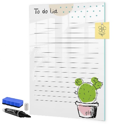 Decoratief glazen wandbord beschrijfbaar en magnetisch Een takenlijst met een creatieve twist