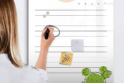 Decoratief glazen wandbord beschrijfbaar en magnetisch Een takenlijst met een creatieve twist
