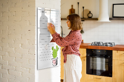 Decoratief glazen wandbord beschrijfbaar en magnetisch Een takenlijst met een creatieve twist