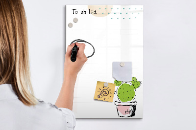 Decoratief glazen wandbord beschrijfbaar en magnetisch Een takenlijst met een creatieve twist