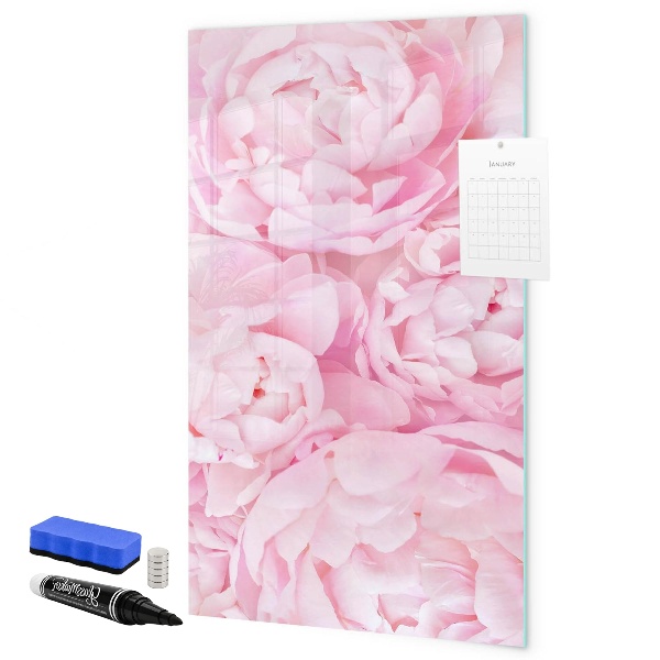 Decoratief glazen wandbord beschrijfbaar en magnetisch Bloemenmotief met ruimte voor foto's