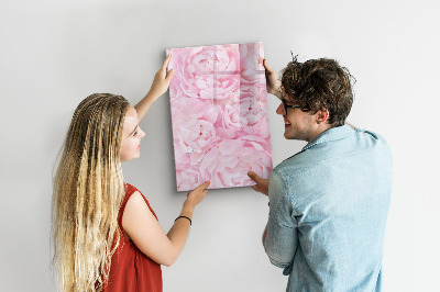 Decoratief glazen wandbord beschrijfbaar en magnetisch Bloemenmotief met ruimte voor foto's