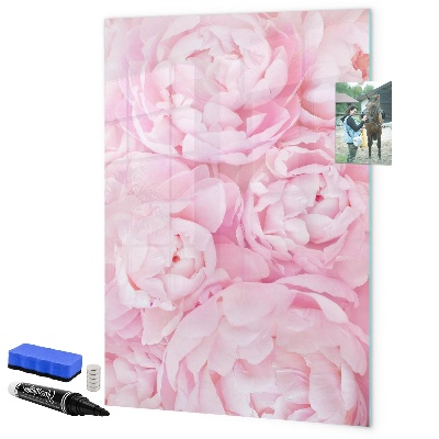 Decoratief glazen wandbord beschrijfbaar en magnetisch Bloemenmotief met ruimte voor foto's