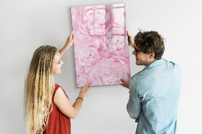 Decoratief glazen wandbord beschrijfbaar en magnetisch Bloemenmotief met ruimte voor foto's