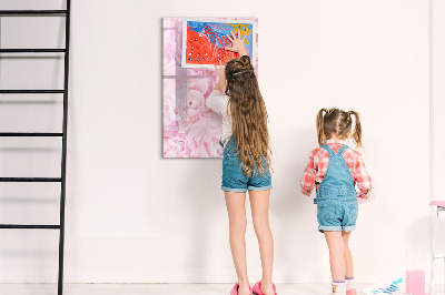 Decoratief glazen wandbord beschrijfbaar en magnetisch Bloemenmotief met ruimte voor foto's