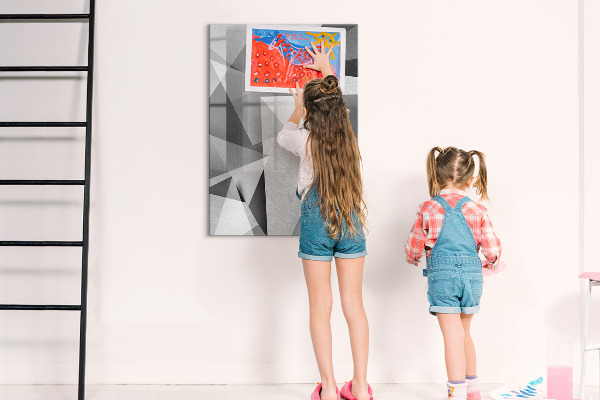Decoratief glazen wandbord beschrijfbaar en magnetisch Modern prikbord voor notities en foto's