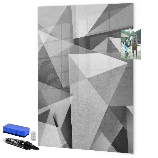 Decoratief glazen wandbord beschrijfbaar en magnetisch Modern prikbord voor notities en foto's