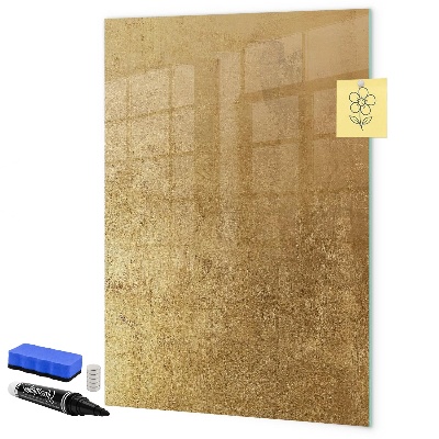 Memobord van glas met print inclusief neodymium magneten Gouden prikbord voor foto's en notities