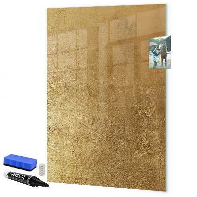Memobord van glas met print inclusief neodymium magneten Gouden prikbord voor foto's en notities