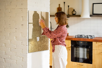 Memobord van glas met print inclusief neodymium magneten Gouden prikbord voor foto's en notities