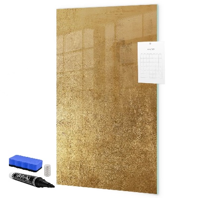Memobord van glas met print inclusief neodymium magneten Gouden prikbord voor foto's en notities