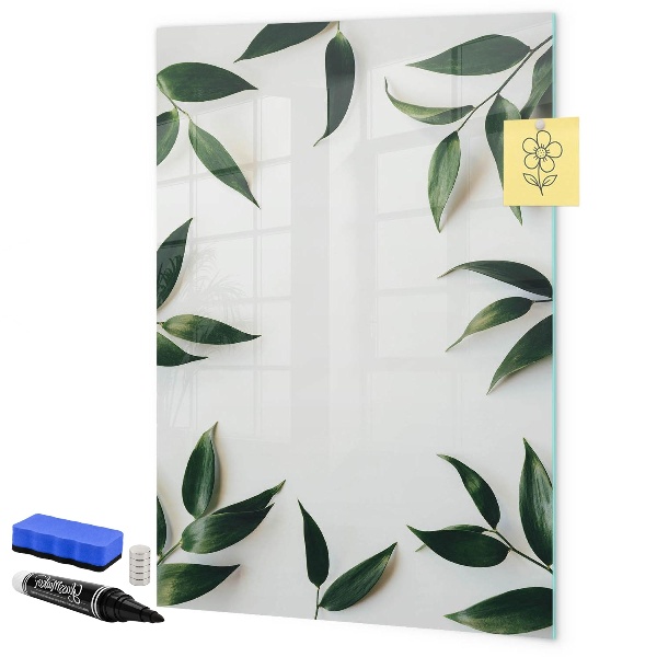 Memobord van glas met print inclusief neodymium magneten Groen bord voor foto's en notities