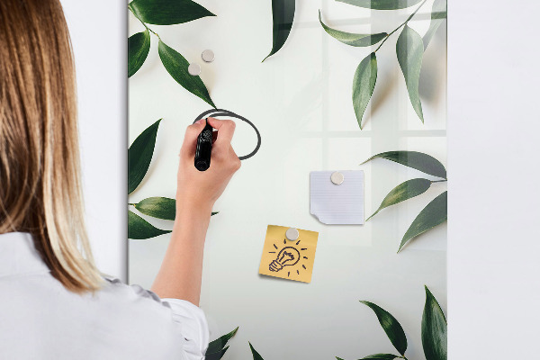 Memobord van glas met print inclusief neodymium magneten Groen bord voor foto's en notities