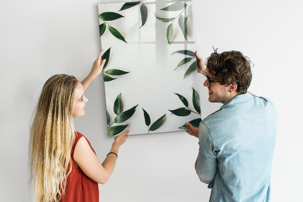 Memobord van glas met print inclusief neodymium magneten Groen bord voor foto's en notities