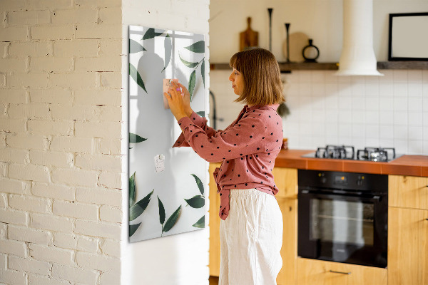 Memobord van glas met print inclusief neodymium magneten Groen bord voor foto's en notities