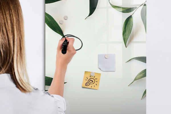 Memobord van glas met print inclusief neodymium magneten Groen bord voor foto's en notities