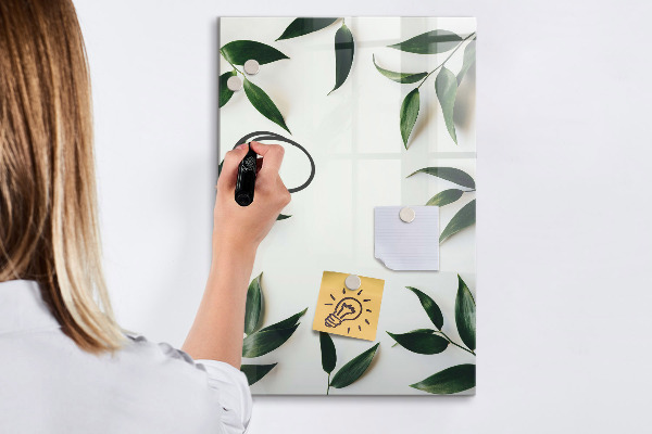 Memobord van glas met print inclusief neodymium magneten Groen bord voor foto's en notities