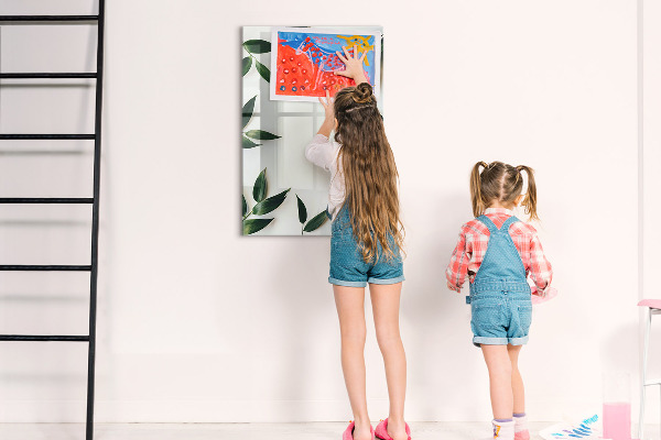 Memobord van glas met print inclusief neodymium magneten Groen bord voor foto's en notities