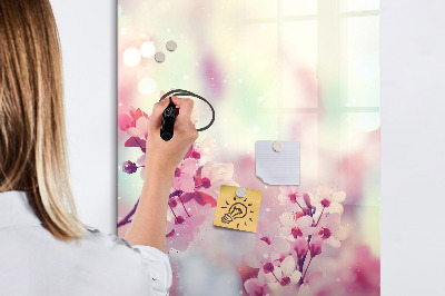 Decoratief glazen wandbord beschrijfbaar en magnetisch Bloemenmotief met ruimte voor foto's