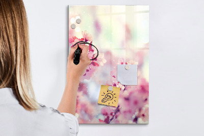 Decoratief glazen wandbord beschrijfbaar en magnetisch Bloemenmotief met ruimte voor foto's