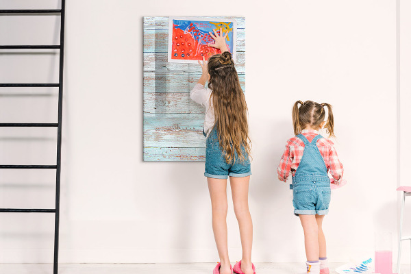 Decoratief glazen wandbord beschrijfbaar en magnetisch Decoratief fotobord in rustieke stijl