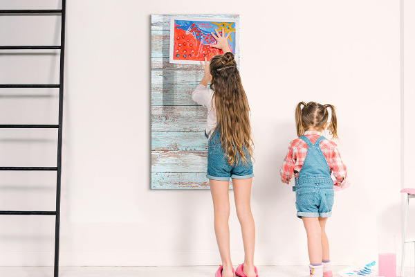 Decoratief glazen wandbord beschrijfbaar en magnetisch Decoratief fotobord in rustieke stijl