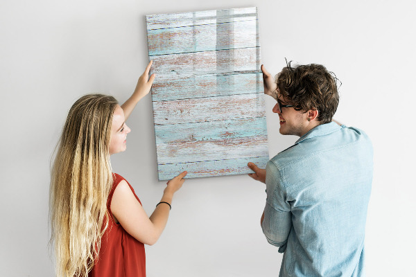 Decoratief glazen wandbord beschrijfbaar en magnetisch Decoratief fotobord in rustieke stijl