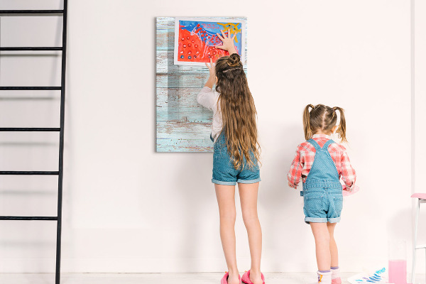 Decoratief glazen wandbord beschrijfbaar en magnetisch Decoratief fotobord in rustieke stijl
