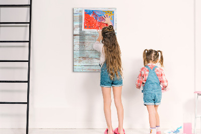 Decoratief glazen wandbord beschrijfbaar en magnetisch Decoratief fotobord in rustieke stijl