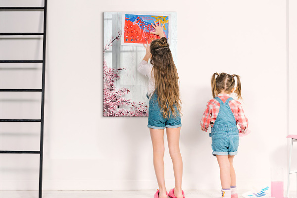 Decoratief glazen wandbord beschrijfbaar en magnetisch Een creatieve ruimte voor foto's en notities