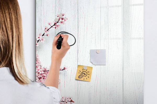 Decoratief glazen wandbord beschrijfbaar en magnetisch Een creatieve ruimte voor foto's en notities
