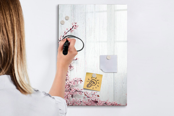 Decoratief glazen wandbord beschrijfbaar en magnetisch Een creatieve ruimte voor foto's en notities
