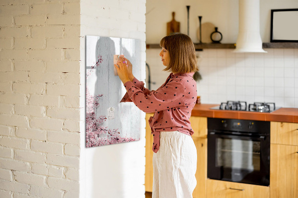 Decoratief glazen wandbord beschrijfbaar en magnetisch Een creatieve ruimte voor foto's en notities