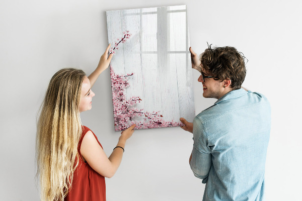 Decoratief glazen wandbord beschrijfbaar en magnetisch Een creatieve ruimte voor foto's en notities