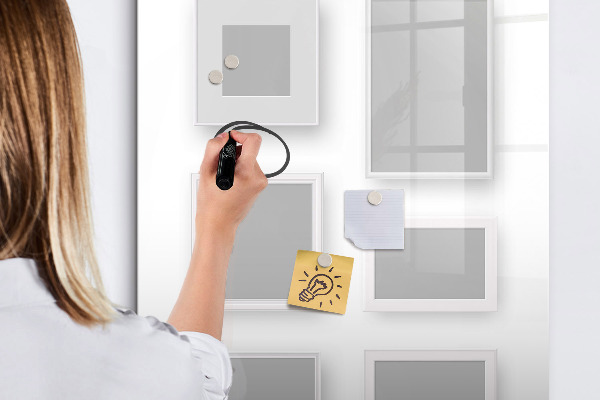 Memobord van glas met print inclusief neodymium magneten Een creatieve ruimte voor foto's en notities