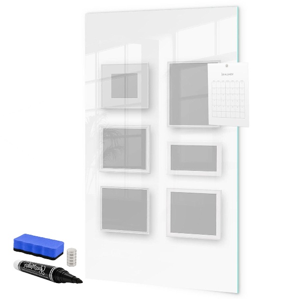 Memobord van glas met print inclusief neodymium magneten Een creatieve ruimte voor foto's en notities