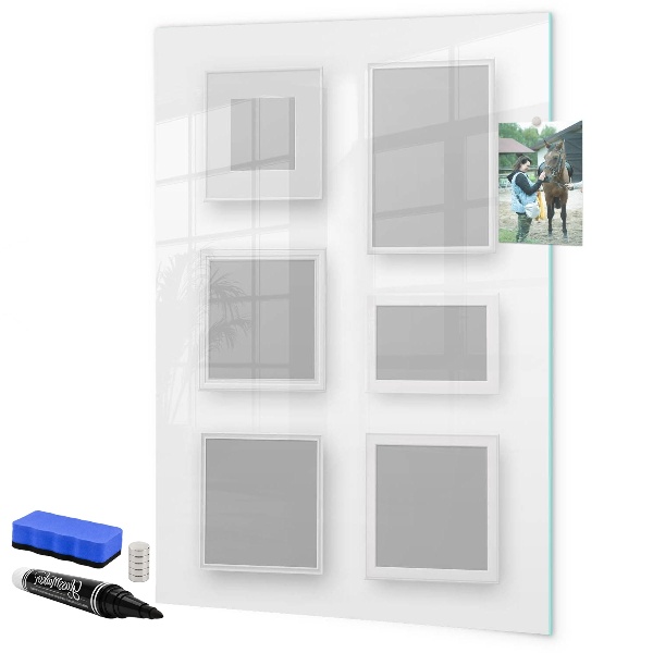 Memobord van glas met print inclusief neodymium magneten Een creatieve ruimte voor foto's en notities