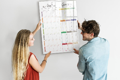 Decoratief glazen wandbord beschrijfbaar en magnetisch Wekelijks maaltijd- en boodschappenplan
