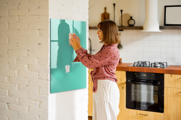 Memobord van glas met print inclusief neodymium magneten Een kleurrijk prikbord voor foto's en notities