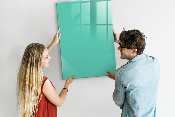 Memobord van glas met print inclusief neodymium magneten Een kleurrijk prikbord voor foto's en notities